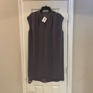 Grey Sleeveless semi- high low hem shift dress.